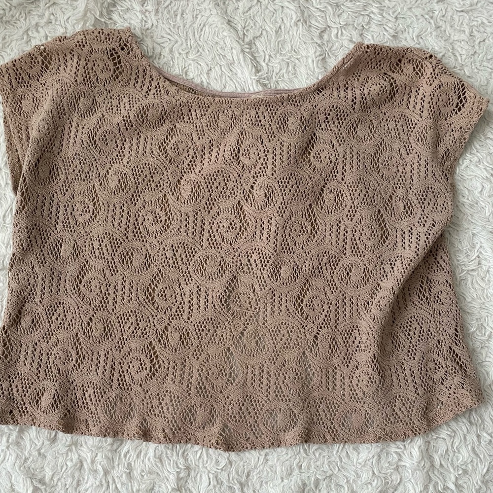 Brown knit crop top